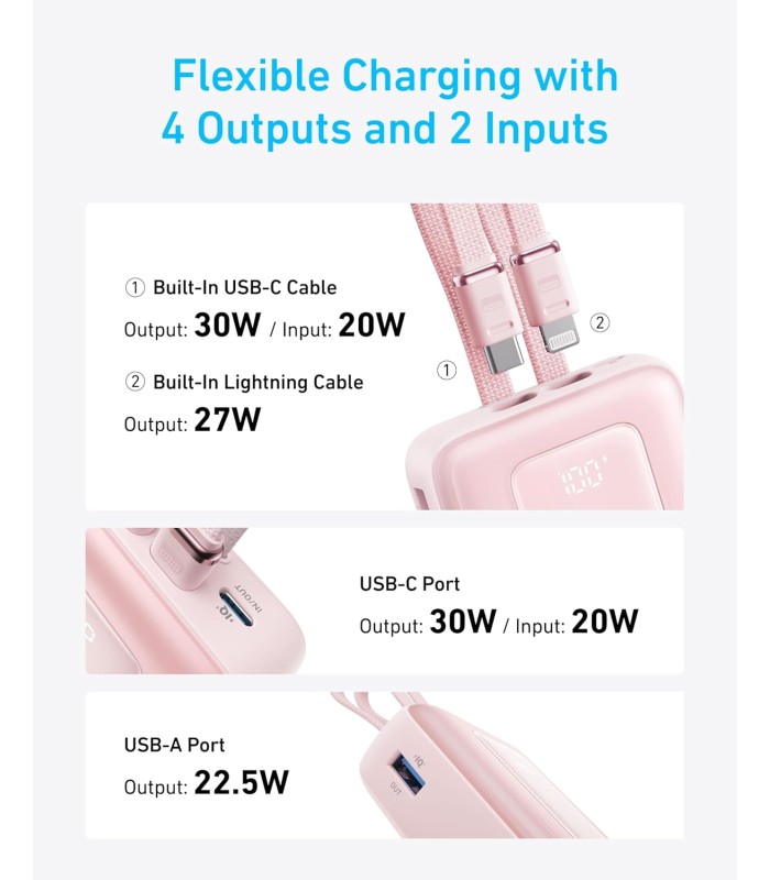 پاوربانک ۲۰ هزار انکر مدل Anker Power Bank A1681 30W Max - رنگ مشکی