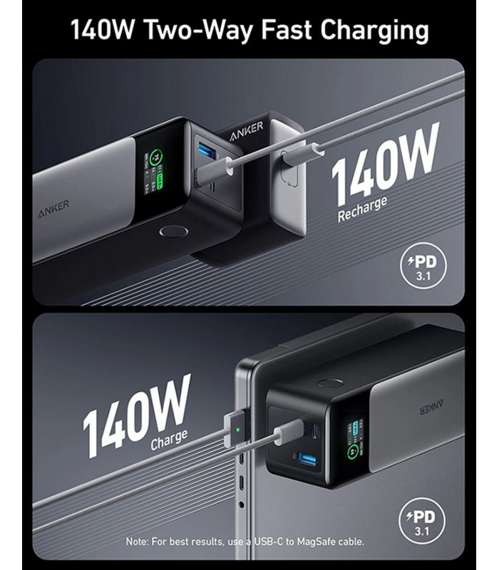 پاوربانک ۲۴ هزار انکر مدل Anker Power Bank A1289 140W - رنگ مشکی