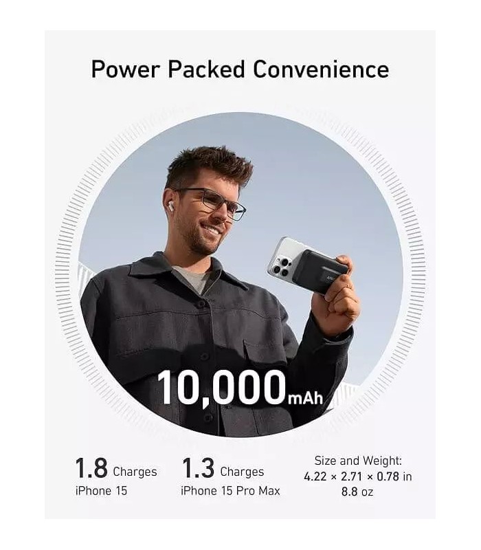 پاوربانک بی‌سیم ۱۰ هزار انکر مدل Anker Power Bank A1654 - رنگ مشکی