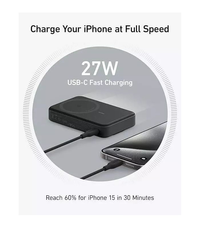 پاوربانک بی‌سیم ۱۰ هزار انکر مدل Anker Power Bank A1654 - رنگ مشکی