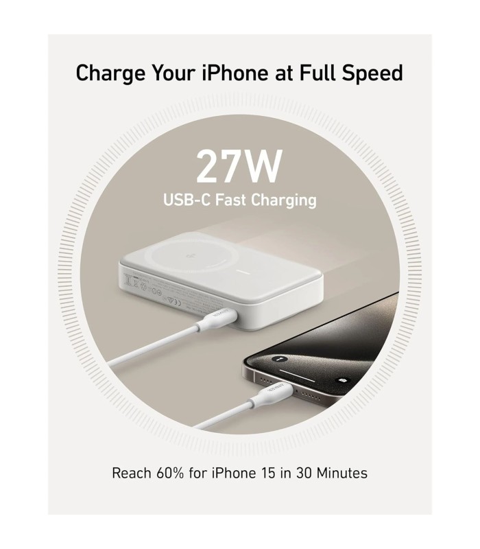 پاوربانک بی‌سیم ۱۰ هزار انکر مدل Anker Power Bank A1654 - رنگ سفید