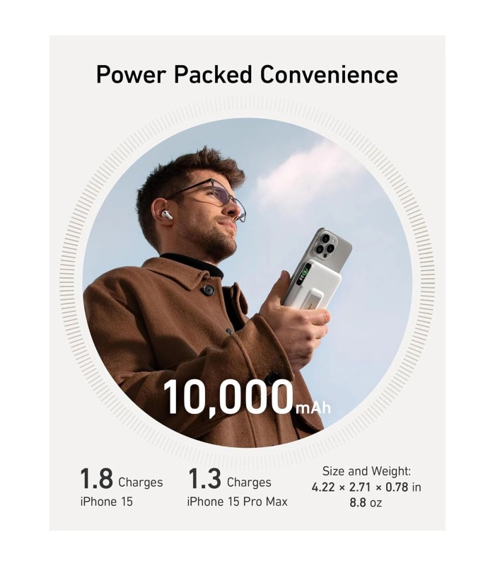 پاوربانک بی‌سیم ۱۰ هزار انکر مدل Anker Power Bank A1654 - رنگ سفید