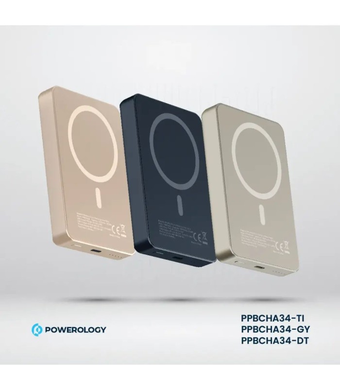 پاوربانک بی‌سیم ۱۰ هزار پاورولوژی مدل Powerology 20W PD & 15W Magsafe PPBCHA34-DT - رنگ مسی