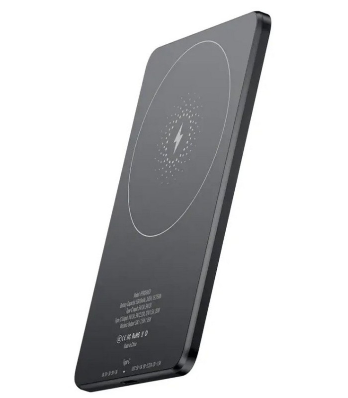 پاوربانک فوق باریک بی‌سیم ۵ هزار پاورولوژی مدل Powerology MagSafe Power Bank PPBCHA63GY - رنگ خاکستری