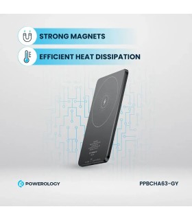 پاوربانک فوق باریک بی‌سیم ۵ هزار پاورولوژی مدل Powerology MagSafe Power Bank PPBCHA63GY - رنگ خاکستری