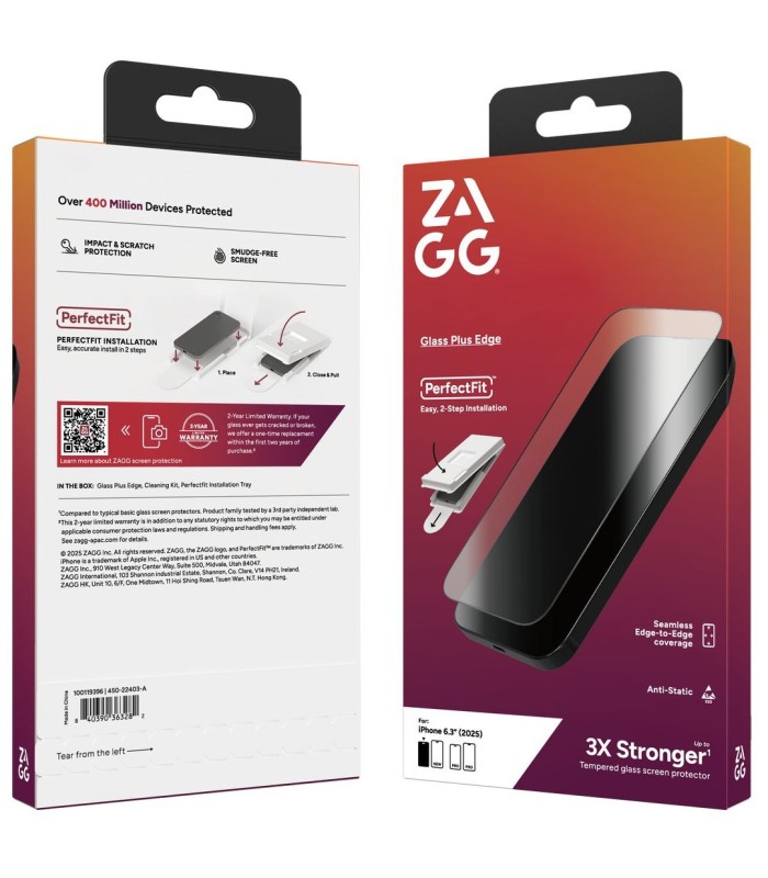 محافظ صفحه نمایش زگ مدل ZAGG Glass Plus Edge مناسب برای آیفون ۱۷ پرو مکس