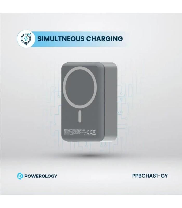پاوربانک مگ سیف ۳۰ هزار میلی‌آمپر پاورولوژی مدل Powerology Power Bank PPBCH81-GY - رنگ خاکستری