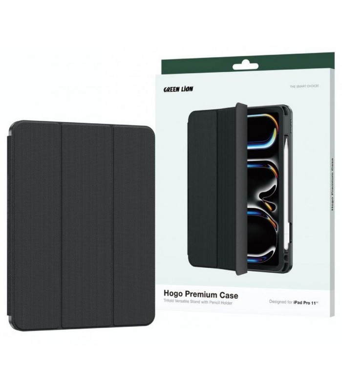 کیف کلاسوری گرین مدل Green Hogo Premium Case Trifold - مناسب برای آیپد پرو ۱۱ اینچ ۲۰۲۴ - رنگ مشکی