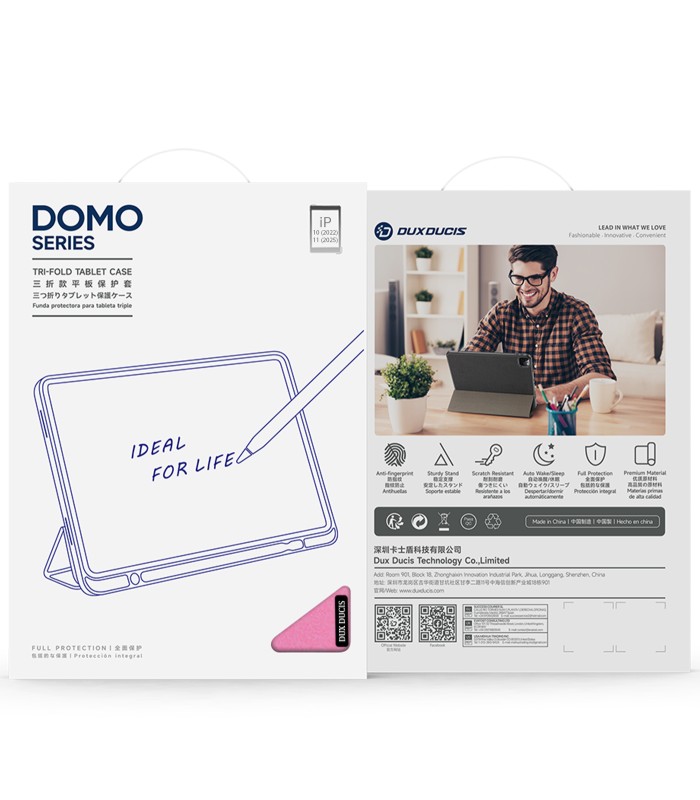 کیف کلاسوری دوکس دوکیس مدل Domo Series Case domo 312 - مناسب برای آیپد ۱۰ (۲۰۲۲) و ۱۱ (۲۰۲۵) - رنگ مشکی