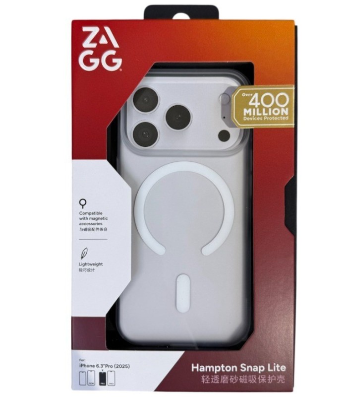 قاب مگ‌سیف آیفون زگ مدل ZAGG Hampton Snap Lite Case مناسب برای آیفون ۱۷ پرو | رنگ سفید مات