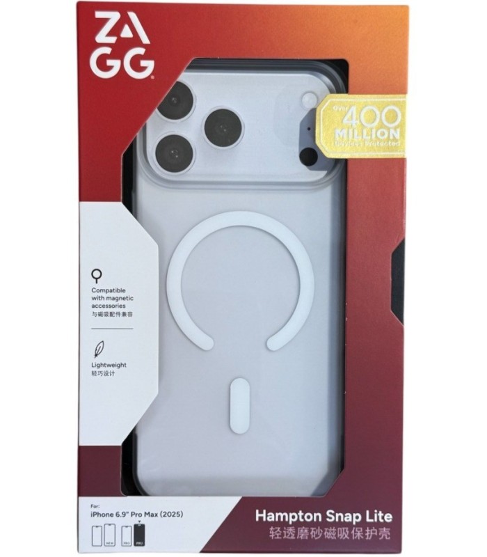 قاب مگ‌سیف آیفون زگ مدل ZAGG Hampton Snap Lite Case مناسب برای آیفون ۱۷ پرومکس | رنگ سفید مات