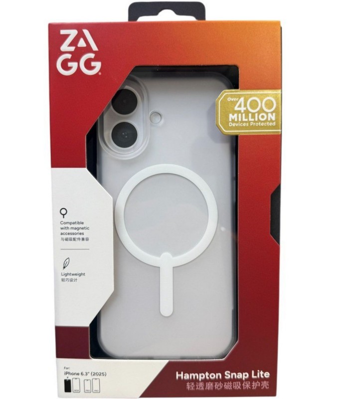 قاب مگ‌سیف آیفون زگ مدل ZAGG Hampton Snap Lite Case مناسب برای آیفون ۱۷ | رنگ سفید مات