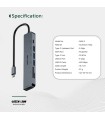 هاب ۷ در ۱ تایپ سی گرین لاین مدل Green Lion GN7N1CHUBGY USB-C
