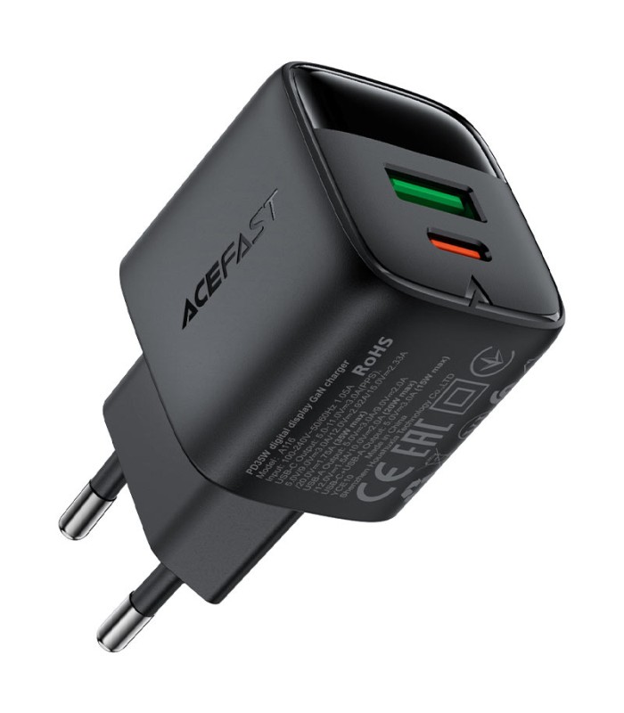 شارژر دیواری ایس‌ فست مدل ACEFAST Fast GaN PD35W A116 Fast Charger توان ۳۵ وات - مشکی - گارانتی ۱۸ ماهه