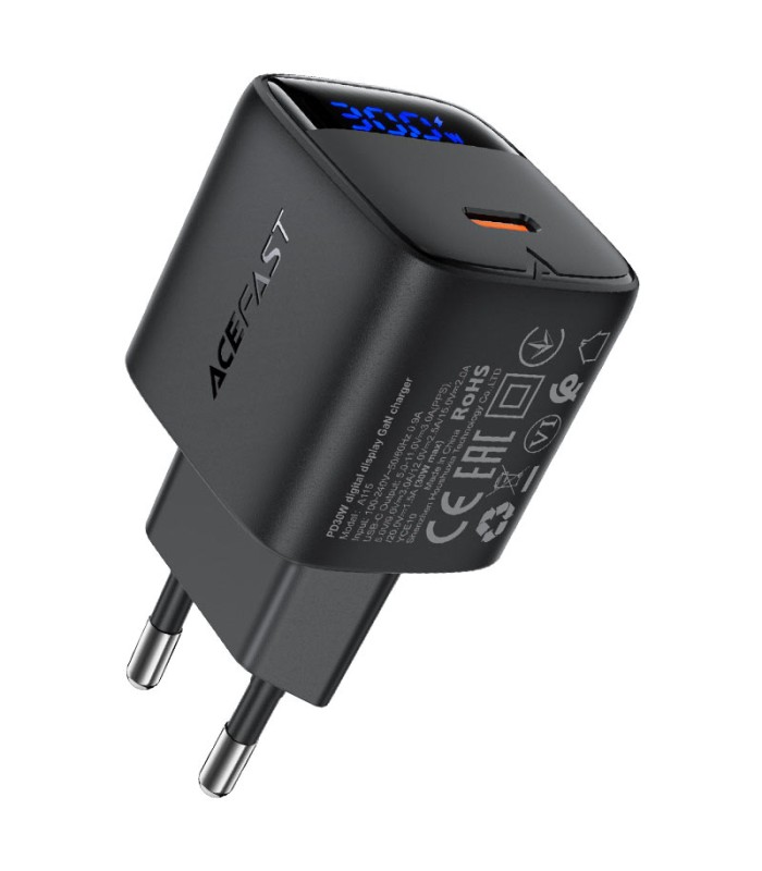 شارژر دیواری ایس‌ فست مدل ACEFAST Fast GaN PD30W A115 Fast Charger توان ۳۰ وات - مشکی - گارانتی ۱۸ ماهه