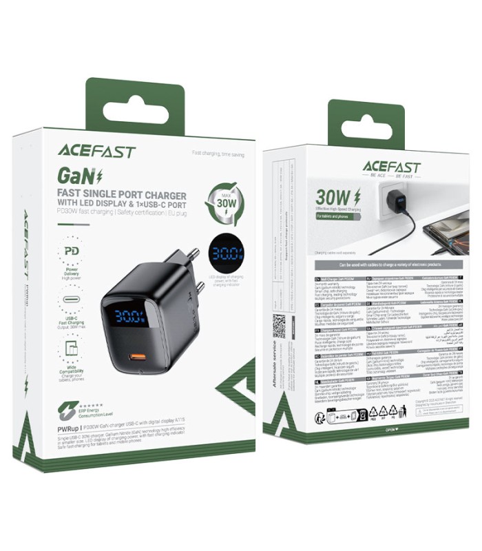 شارژر دیواری ایس‌ فست مدل ACEFAST Fast GaN PD30W A115 Fast Charger توان ۳۰ وات - مشکی - گارانتی ۱۸ ماهه