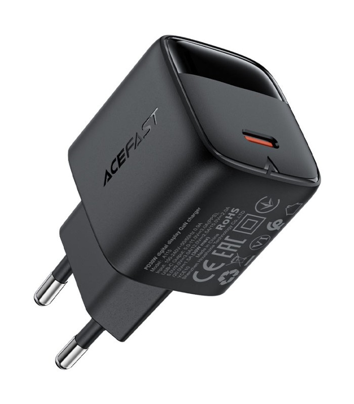 شارژر دیواری ایس‌ فست مدل ACEFAST Fast GaN PD30W A115 Fast Charger توان ۳۰ وات - مشکی - گارانتی ۱۸ ماهه
