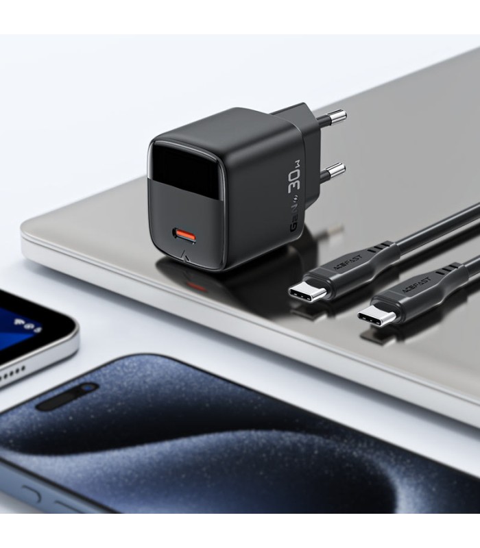 شارژر دیواری ایس‌ فست مدل ACEFAST Fast GaN PD30W A115 Fast Charger توان ۳۰ وات - مشکی - گارانتی ۱۸ ماهه