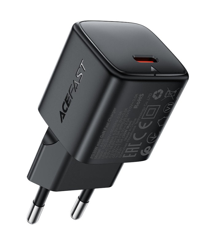 شارژر دیواری ایس‌ فست مدل ACEFAST Fast GaN PD30W A118 Charger توان ۳۰ وات - مشکی - گارانتی ۱۸ ماهه