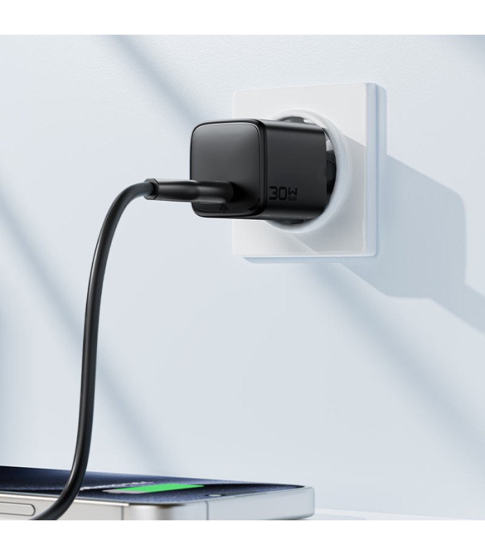 شارژر دیواری ایس‌ فست مدل ACEFAST Fast GaN PD30W A118 Charger توان ۳۰ وات - مشکی - گارانتی ۱۸ ماهه