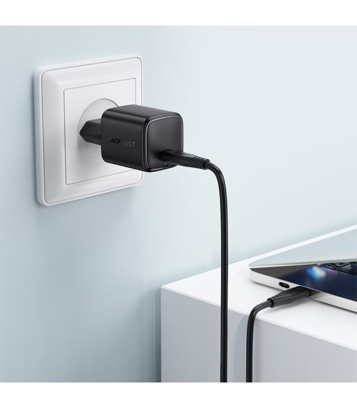 شارژر دیواری ایس‌ فست مدل ACEFAST Fast GaN PD45W A119 Charger توان ۴۵ وات - مشکی - گارانتی ۱۸ ماهه