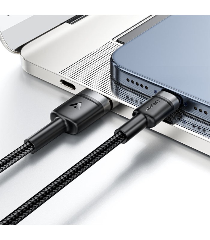 کابل Type-C ایس‌ فست مدل ACEFAST Cable C22-04 طول ۱.۲ متر شدت جریان ۳ آمپر - مشکی - گارانتی ۱۸ ماهه