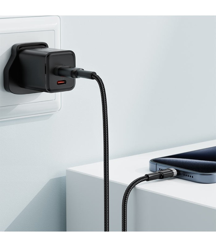 کابل Type-C ایس‌ فست مدل ACEFAST Cable C22-04 طول ۱.۲ متر شدت جریان ۳ آمپر - مشکی - گارانتی ۱۸ ماهه