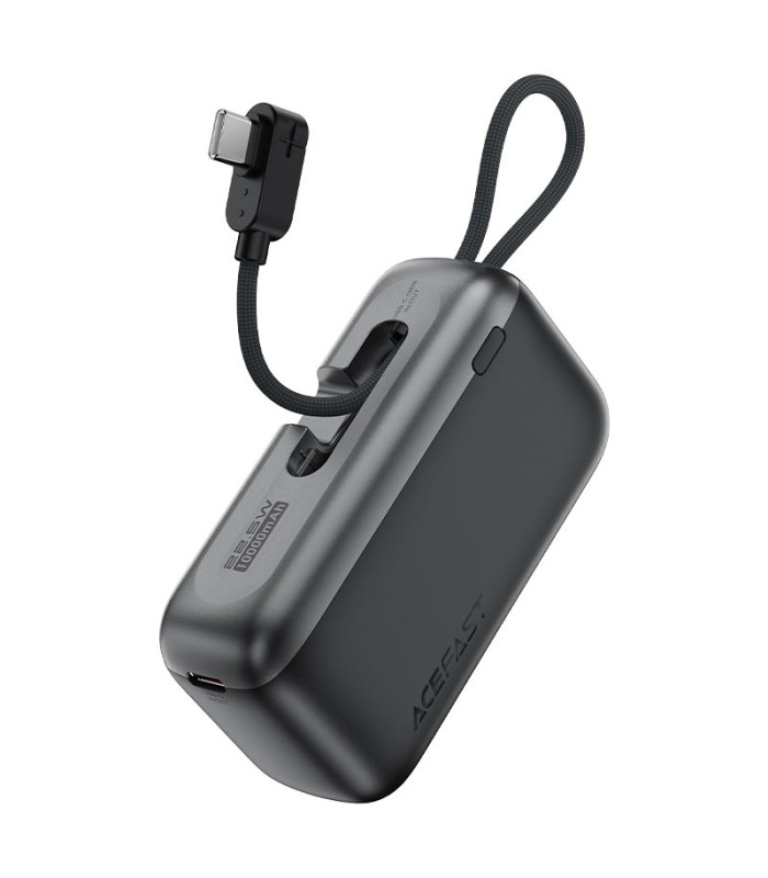 پاوربانک ایس‌ فست مدل ACEFAST Power Bank M27 | طرفیت ۱۰,۰۰۰ میلی‌آمپر | توان ۲۲.۵ وات همراه با کابل متصل - مشکی - گارانتی ۱۸ ماهه