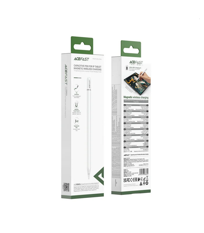 قلم لمسی ایس‌ فست مدل ACEFAST IP For Pen Capacitive V3 مناسب آیپد - سفید - گارانتی ۱۸ ماهه