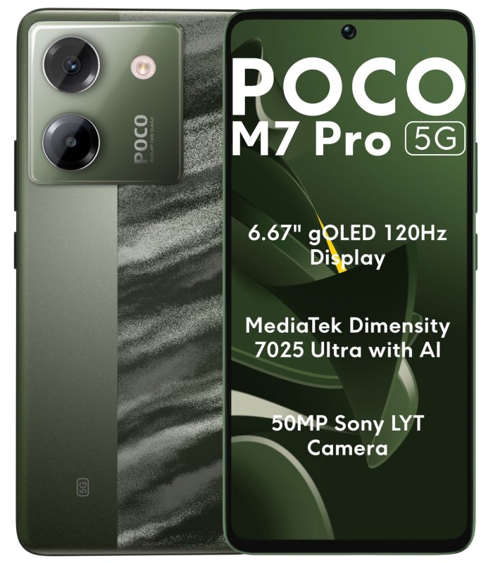 گوشی موبایل شیائومی پوکو مدل Xiaomi Poco M7 Pro 5G - رم/ظرفیت ۱۲-۵۱۲ گیگابایت - رنگ سبز