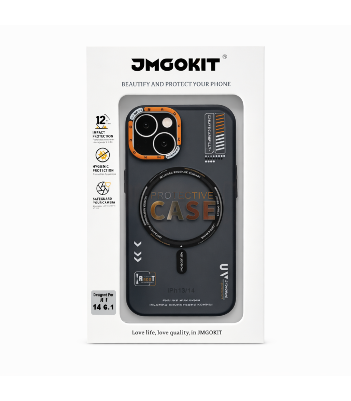 قاب آیفون مگ‌ سیف جی ام گو کیت مدل JMGOKIT Case مناسب برای آیفون ۱۳ و ۱۴ | رنگ خاکستری مات