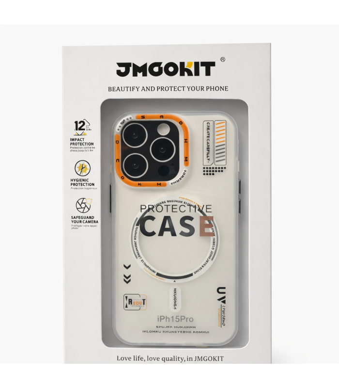 قاب آیفون مگ‌ سیف جی ام گو کیت مدل JMGOKIT Case مناسب برای آیفون ۱۵ پرو | رنگ سفید مات