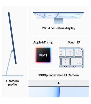 آی‌مک ۲۴ اینچ M1 8-8Core/512GB/8GB مدل MGPD3 - رنگ نقره‌ای