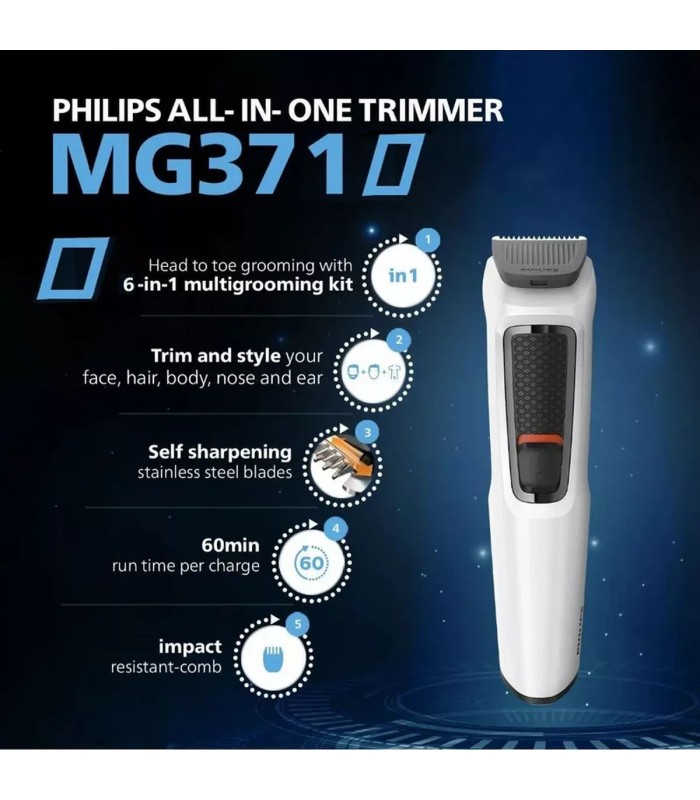 ماشین اصلاح موی سر و صورت شارژی فیلیپس مدل Philips All-in-One Trimmer MG3710/33