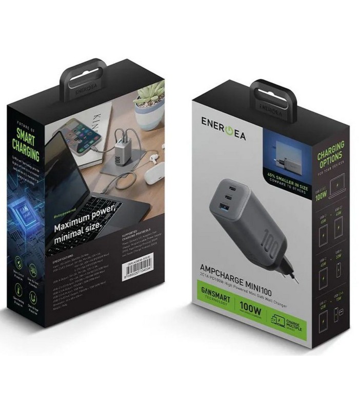 آداپتور انرژیا مدل Energea Ampcharge Mini100 توان ۱۰۰ وات  - رنگ خاکستری همراه با گارانتی شرکتی