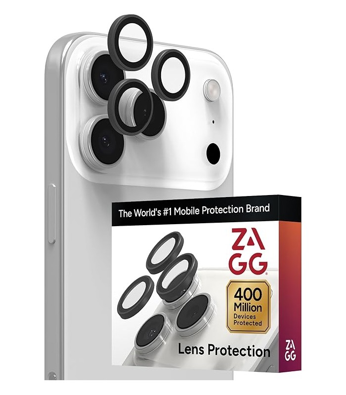 محافظ لنز دوربین زگ مدل ZAGG Premium Camera Lens Protector مناسب برای آیفون ۱۶ و ۱۷ Pro و ProMax | رنگ نقره‌ای