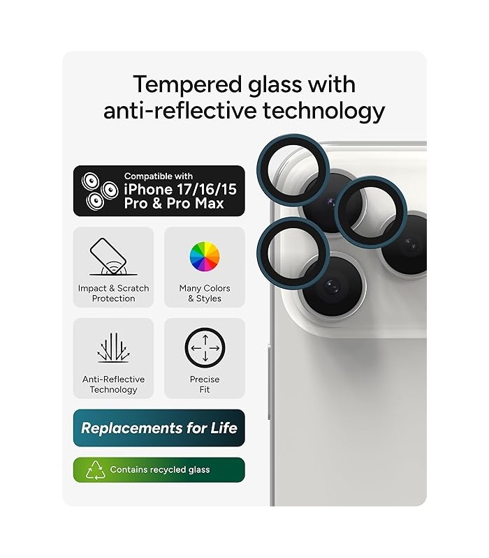 محافظ لنز دوربین زگ مدل ZAGG Premium Camera Lens Protector مناسب برای آیفون ۱۶ و ۱۷ Pro و ProMax | رنگ آبی