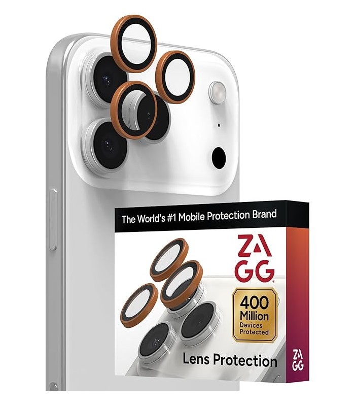 محافظ لنز دوربین زگ مدل ZAGG Premium Camera Lens Protector مناسب برای آیفون ۱۶ و ۱۷ Pro و ProMax | رنگ نارنجی
