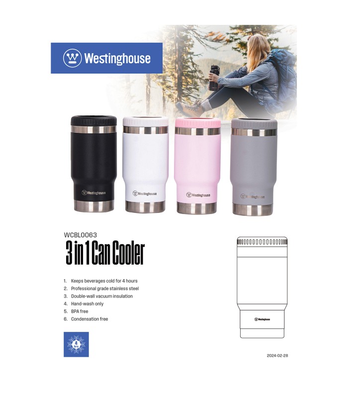 ماگ سفری وستینگ‌هاوس مدل Westinghouse Can cooler گنجایش ۰.۴۵ لیتر - رنگ سفید