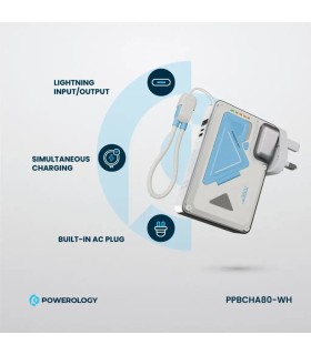 پاوربانک پریزدار ۱۰ هزار پاورولوژی مدل Powerology 10000mAh Wall Charger MagSafe Power Bank PPBCHA80 - رنگ سفید