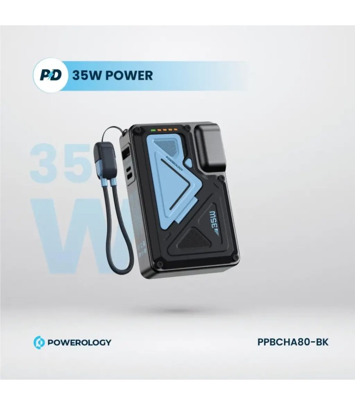 پاوربانک پریزدار ۱۰ هزار پاورولوژی مدل Powerology 10000mAh Wall Charger MagSafe Power Bank PPBCHA80 - رنگ مشکی