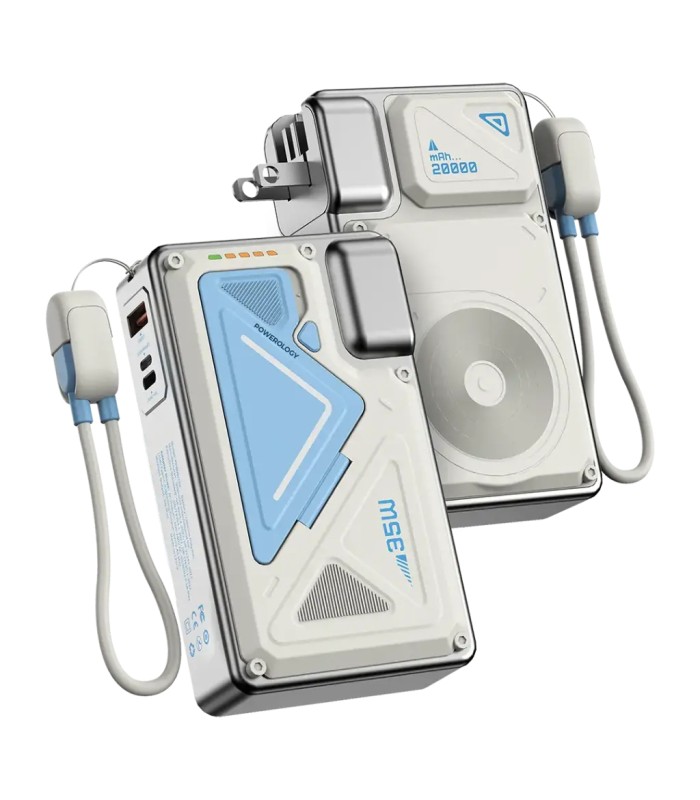 پاوربانک پریزدار ۲۰ هزار پاورولوژی مدل Powerology 20000mAh Wall Charger MagSafe Power Bank PPBMH104 - رنگ سفید