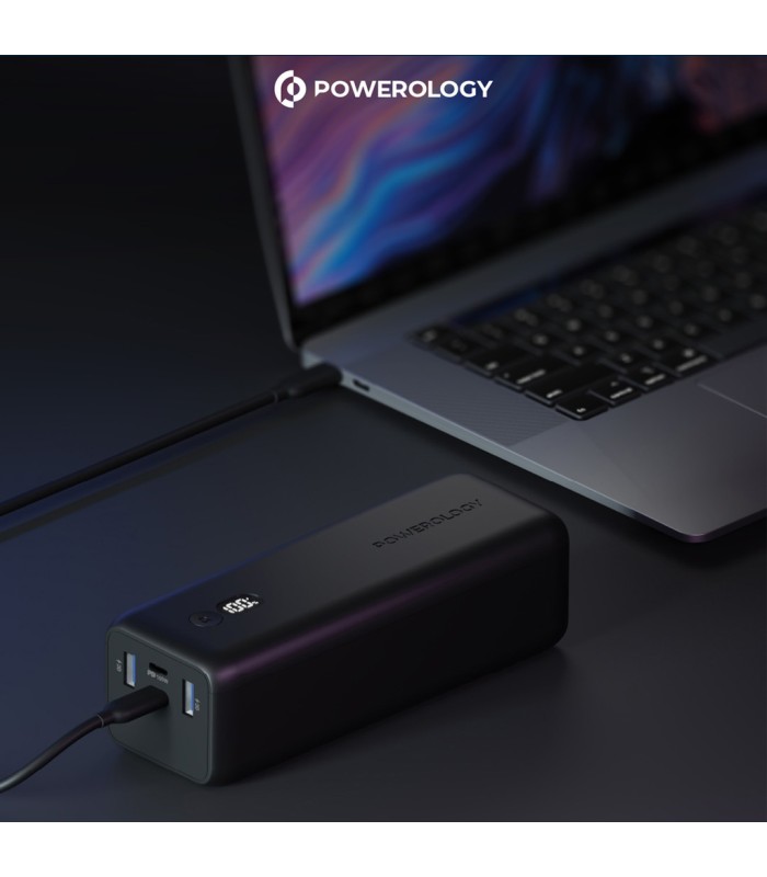پاوربانک ۳۰ هزار پاورولوژی مدل Powerology Onyx 30000mAh Dual USB-C Power Bank PPBChA20 - رنگ مشکی