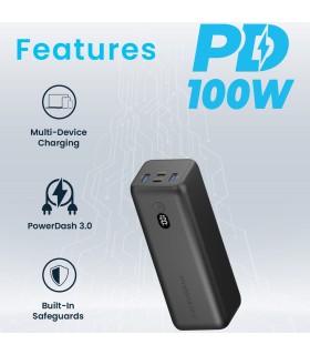 پاوربانک ۳۰ هزار پاورولوژی مدل Powerology Onyx 30000mAh Dual USB-C Power Bank PPBChA20 - رنگ مشکی