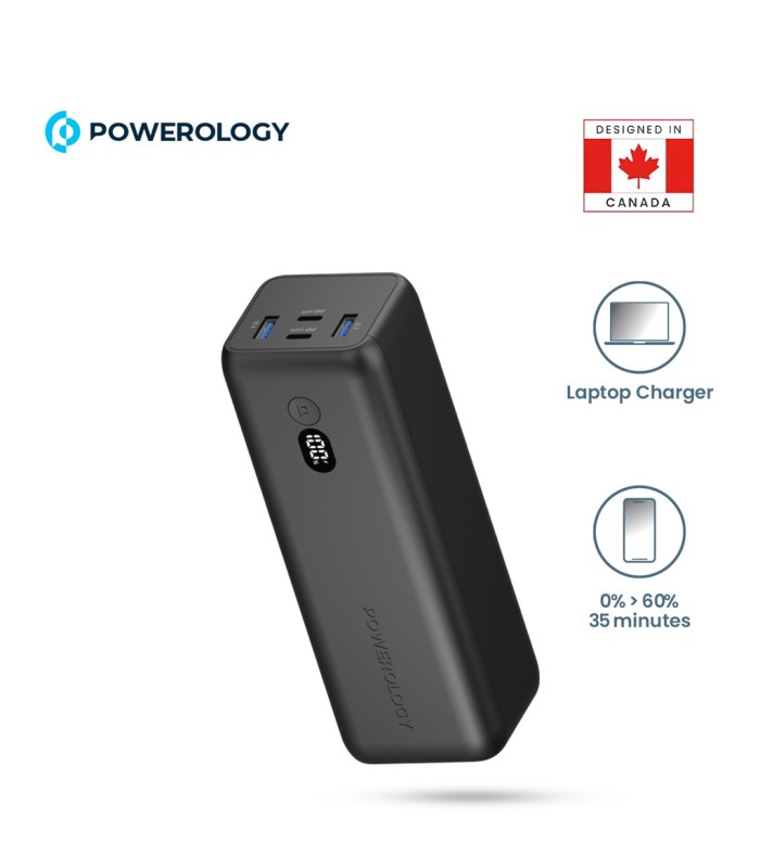 پاوربانک ۳۰ هزار پاورولوژی مدل Powerology Onyx 30000mAh Dual USB-C Power Bank PPBChA20 - رنگ مشکی