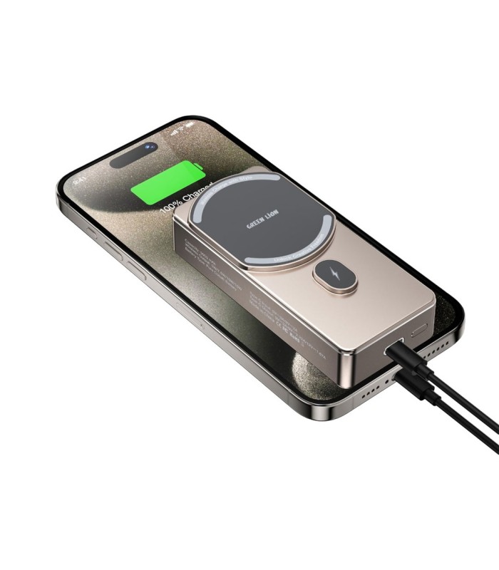 پاوربانک مگ‌سیف گرین لاین مدل Green Lion Milton 10000mAh GNMTN10KPB - رنگ تیتانیوم