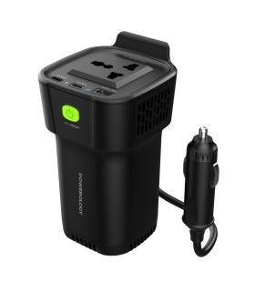 شارژر فندکی خودرو ۱۵۰ وات پاورولوژی مدل Powerology 150W Inverter AC Cup Holder P150INV - رنگ مشکی