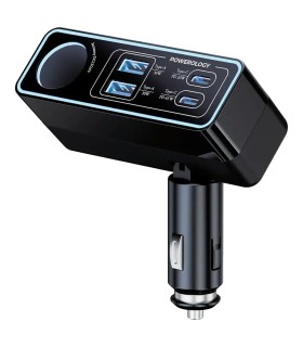 شارژر فندکی خودرو ۱۲۵ وات پاورولوژی مدل Powerology Brio 125W Multi-Port Car Charger PWDA58 - رنگ مشکی