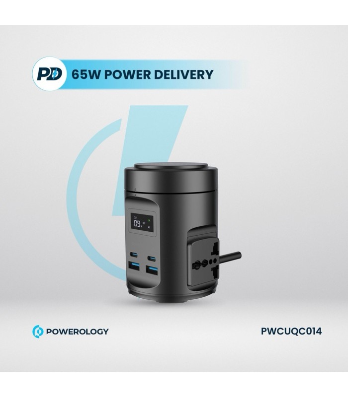 پایه شارژ وایرلس پاورولوژی مدل Powerology MagSafe Power Hub USB-C POWER DELIVERY AND USB-A QC 3.0 PWCUQC014 - رنگ مشکی