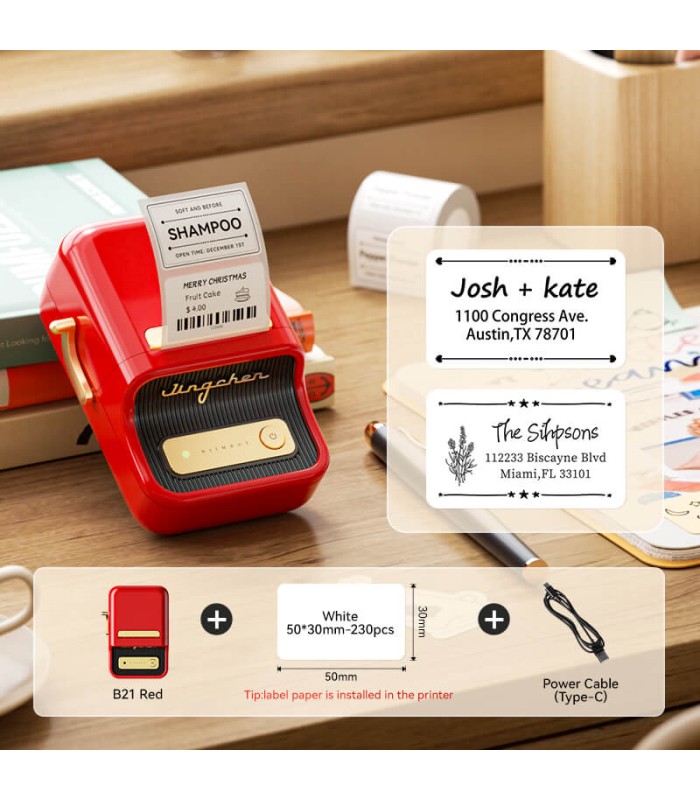 پرینتر و لیبل‌زن حرارتی نیمبات مدل NIIMBOT B21 Smart Label Printer - رنگ قرمز